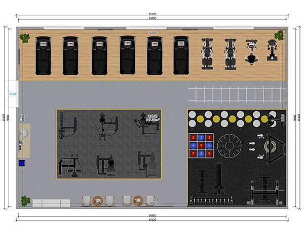 120平方健身房配置方案-广西jiuyou.com九游健身器材有限公司