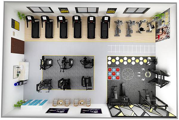 120平方健身房配置方案-广西jiuyou.com九游健身器材有限公司